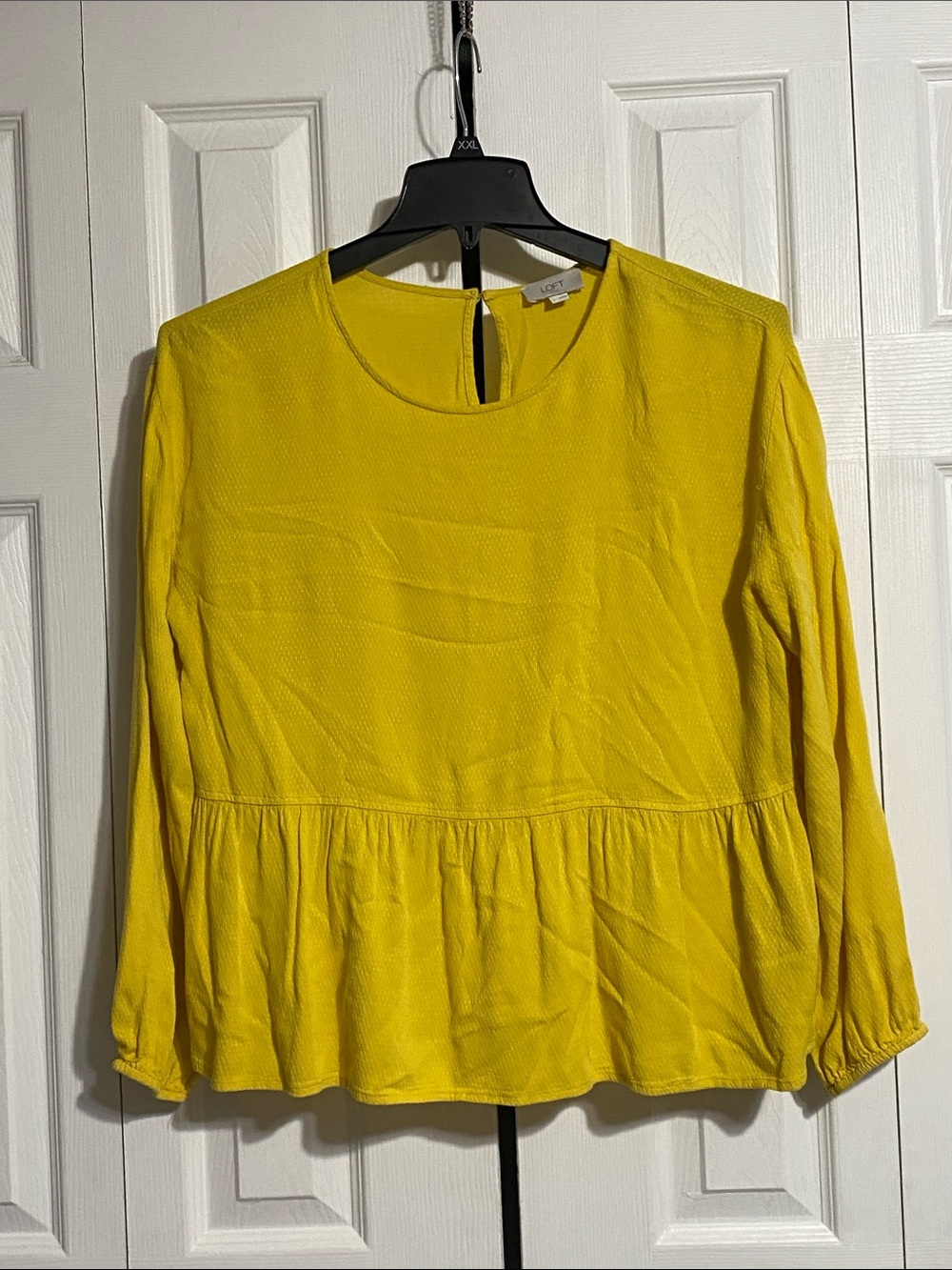 LOFT yellow smock top shirt blouse size LARGE